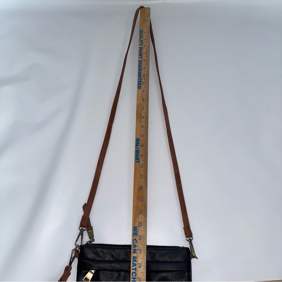 Black Brown Crossbody Bag outside zip pocket 8.5x5.5 - Picture 4 of 8